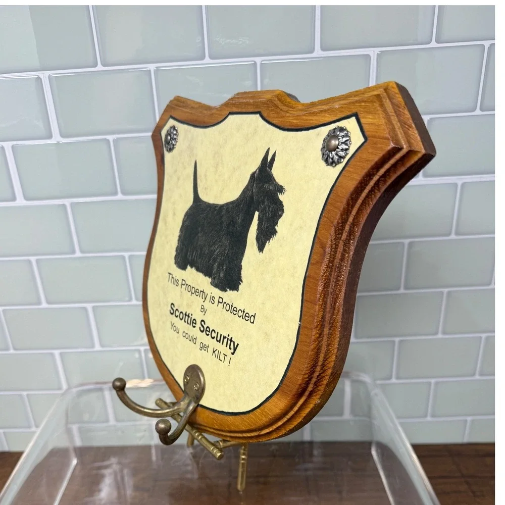 Vintage Wooden Scottish Terrier Wall Sign Coat Rack Leash Hook Scottie Dog